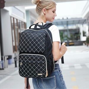 Bamomby Diaper Bag Backpack Black Quilted Waterproof Baby Bag
